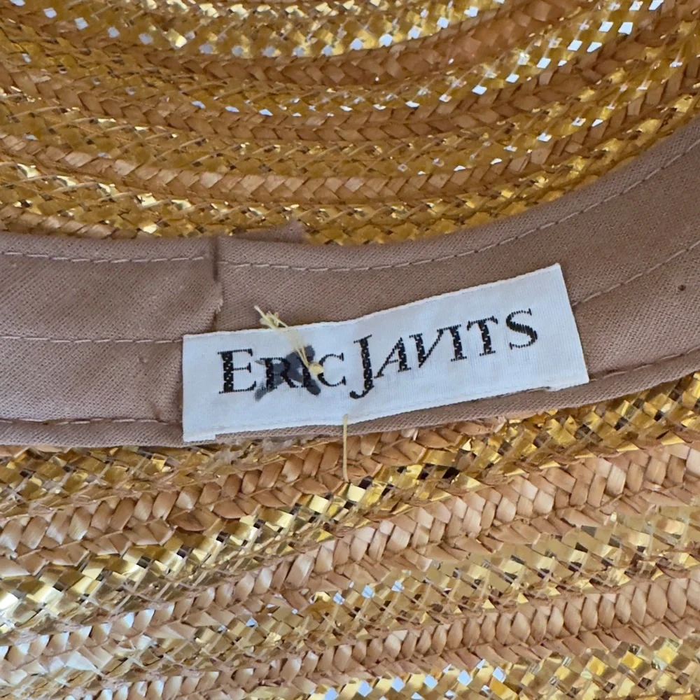 Eric Javits Gold Metallic Straw Bow Cloche Bucket Hat - Picture 6 of 8